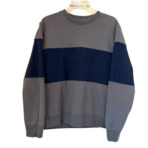 Nike French Terry Club Colorblock Sweatshirt Navy Grey Embroidered‎ Small FB7848